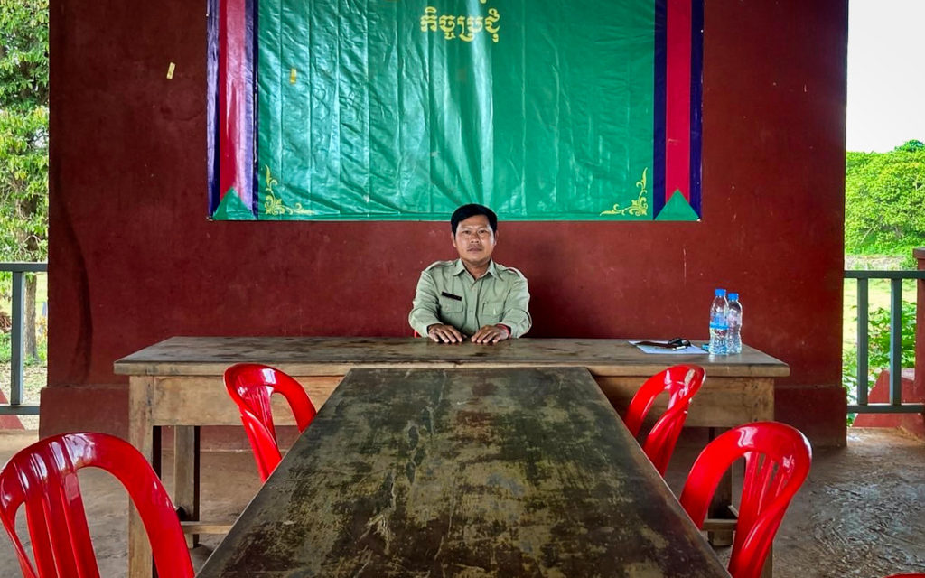 Pate commune chief Chhay Thy at the commune hall in Ratanakiri’s O'Yadaw district in May 2022. (Ananth Baliga/VOD)