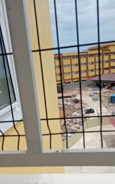 Bars on the balconies of the WO Casino compound in Kampot’s Kampong Trach district. (Supplied)