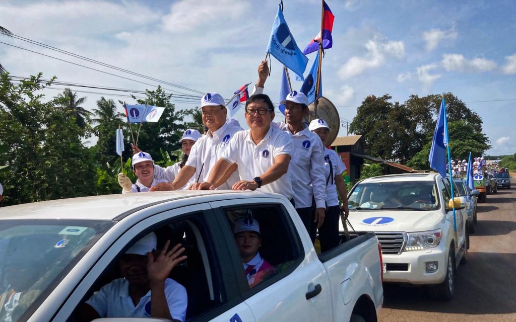 Candlelight Party vice president Son Chhay joins a party rally in Preah Vihear province in May 2022. (Ananth Baliga/VOD)