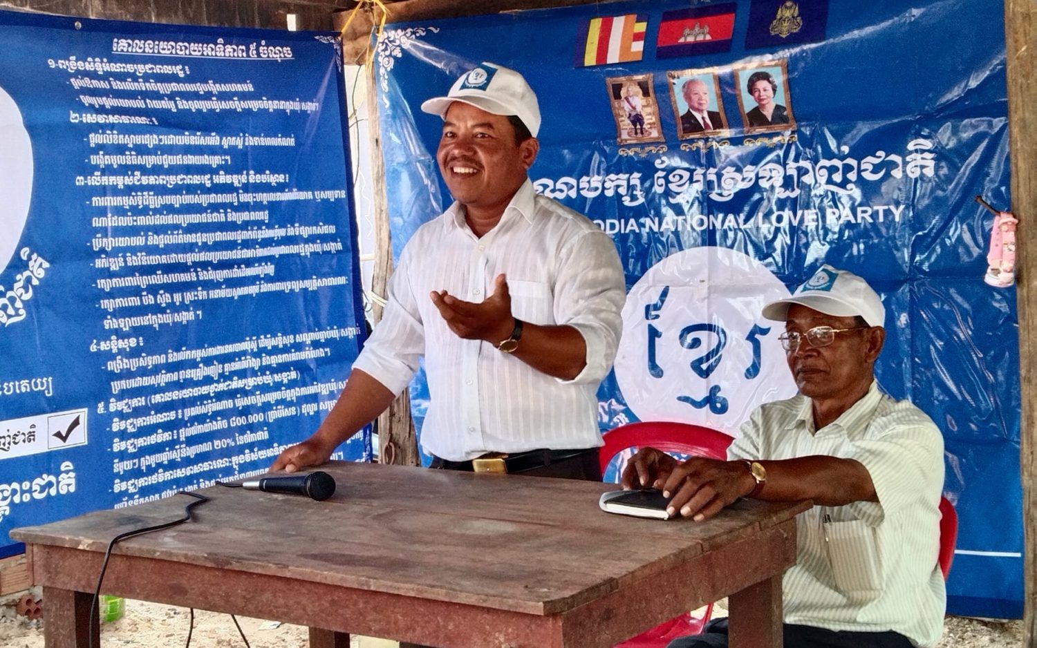 CNLP deputy president Kong Kimhak speaks to party supporters in Kampong Thom on May 9, 2022.