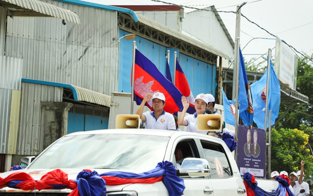 Phnom Penh governor Khuong Sreng on the campaign trail on May 21, 2022. (Khuong Sreng’s Facebook page)