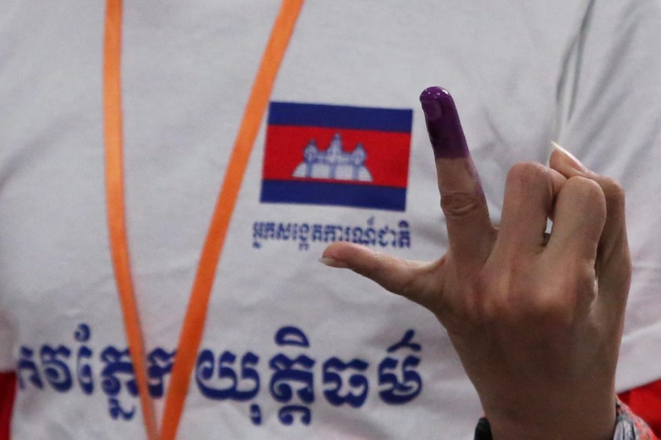 Indelible ink is tested at the National Election Committee office on May 13, 2022. (Hean Rangsey/VOD)