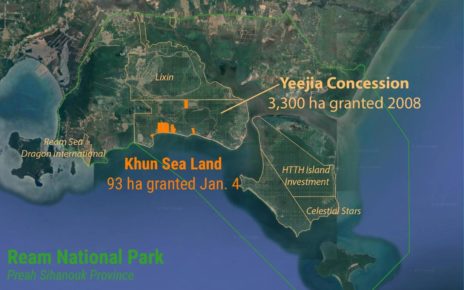 Land granted to tycoon Khun Sea in Preah Sihanouk province’s Ream National Park. (Danielle Keeton-Olsen/VOD)