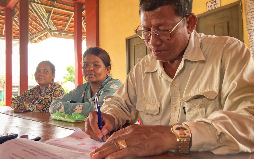 The ruling CPP’s Sakream commune chief Chan Sophal at the commune hall, in Kampong Thom’s Prasat Balaing district, on May 26, 2022. (Ananth Baliga/VOD)
