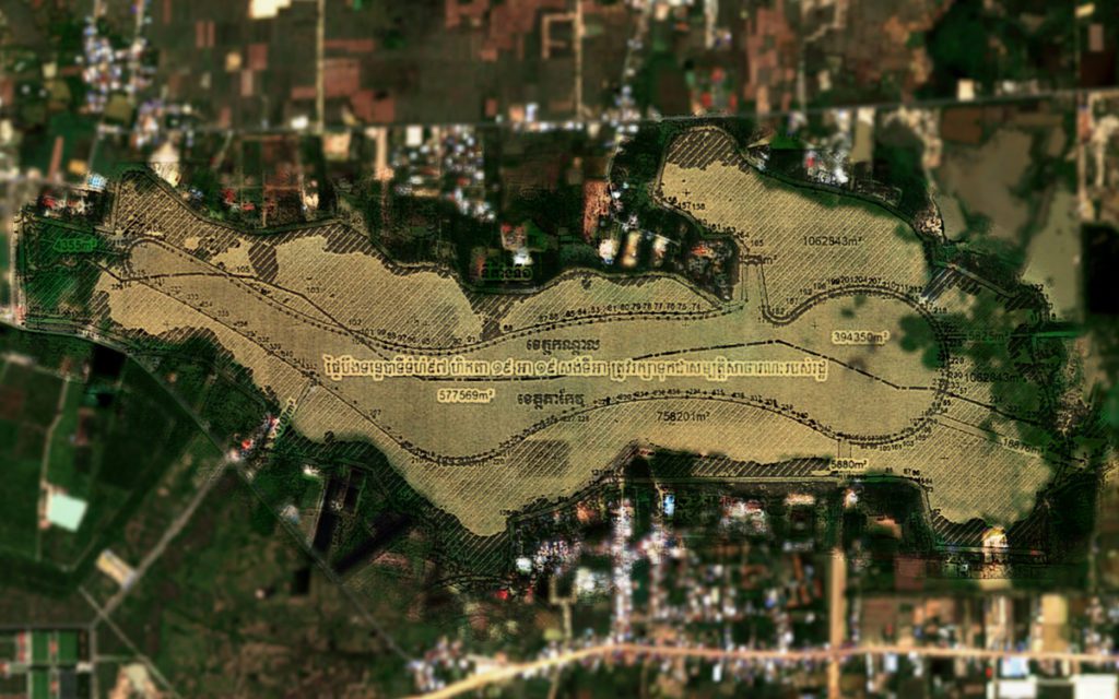 Plans for Tonle Bati overlaid with an European Space Agency satellite image.