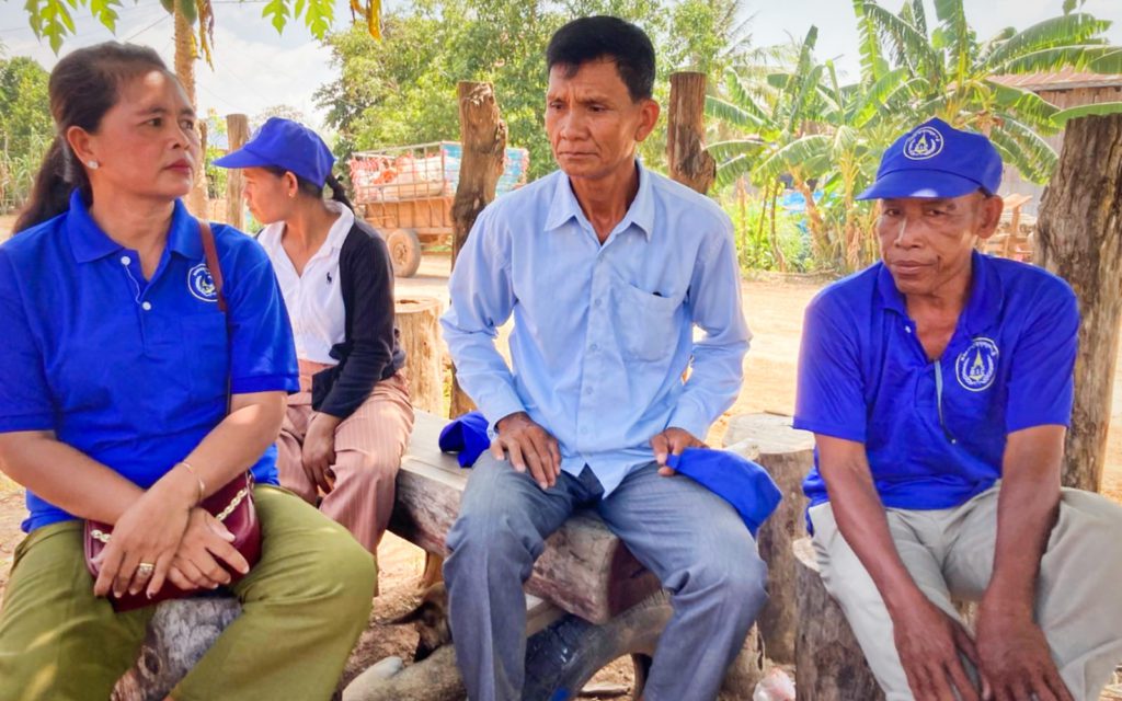 KNUP candidates in Banteay Meanchey’s Thmar Pouk commune Kong Beek, Touch Sren and Teum Nhan, in May 2022. (Ananth Baliga/VOD)