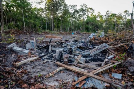 Monk Prom Thomacheat’s burned down living quarters in Kampong Speu’s Metta forest on June 8, 2022. (Roun Ry/VOD)