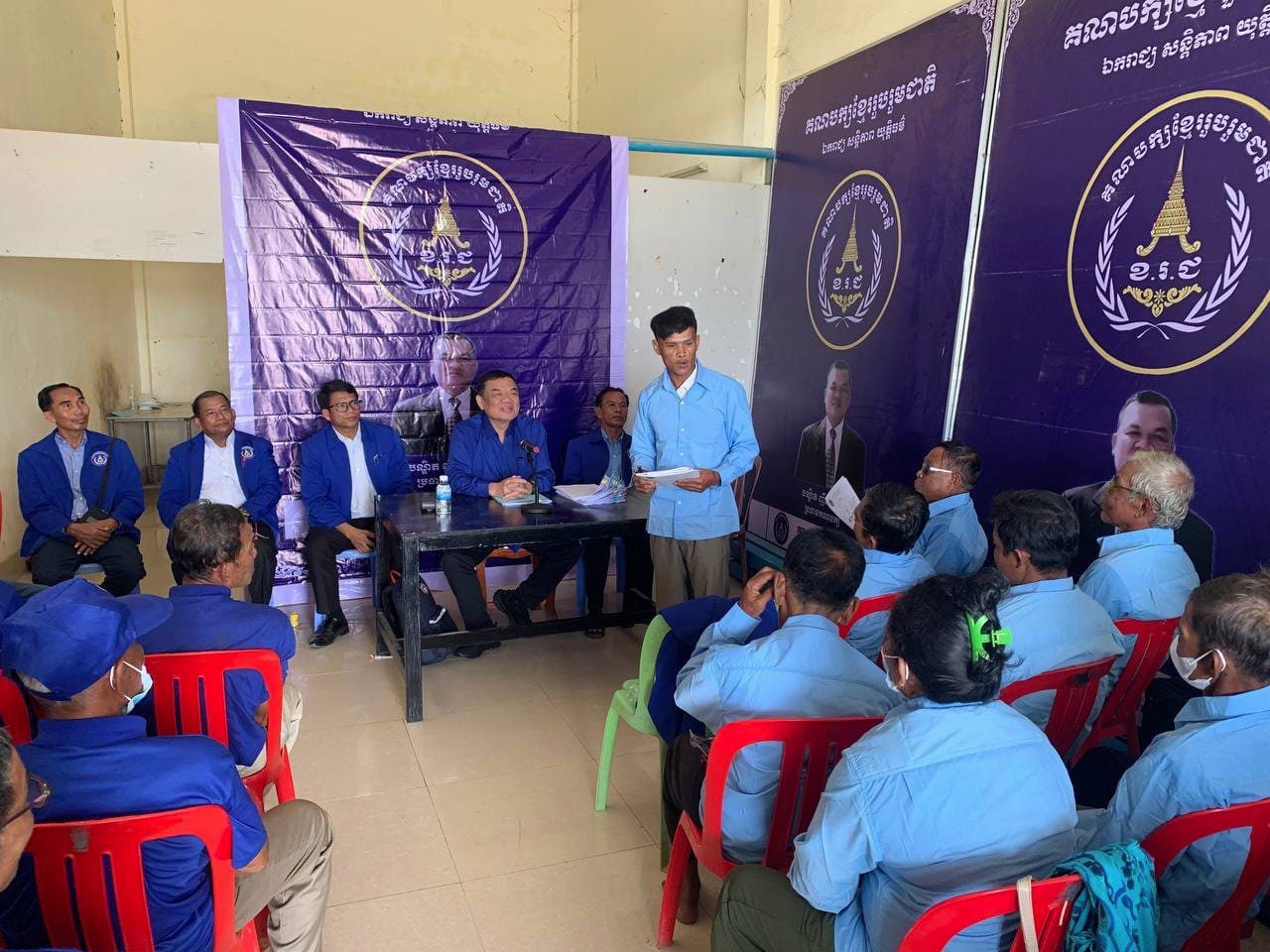 Nhek Bun Chhay at a meeting in Takeo where he inducted new members on August 17, 2022. (Nhek Bun Chhay's Facebook page)