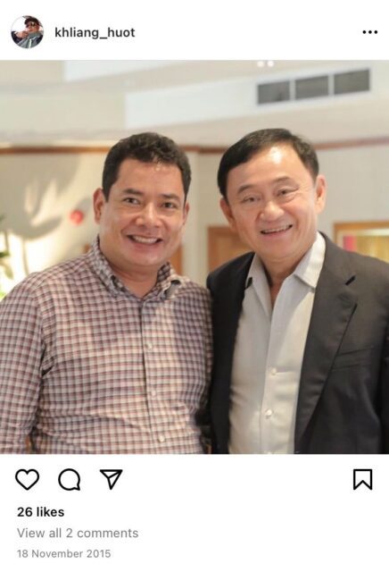Huot shares another photo a few weeks later with Thaksin Shinawatra on November 18, 2022.