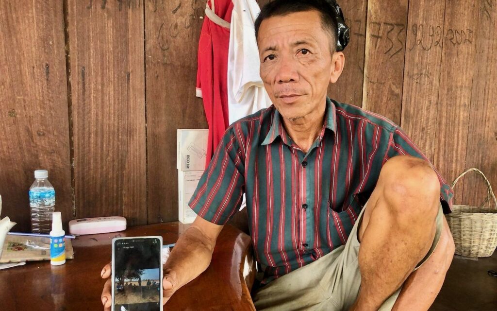 Koy Lei sits at his home in Pa Nhav village in Mondulkiri on August 1, 2022. (Fiona Kelliher/VOD)
