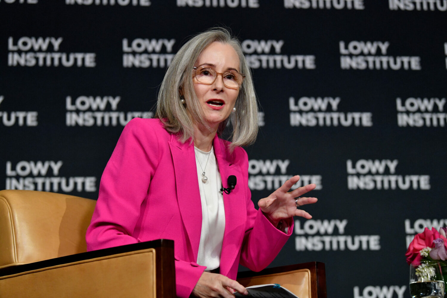 Director-General of the Australian Signals Directorate Rachel Noble addresses the Lowy Institute in Sydney, Australia, September 2, 2022. (Reuters)