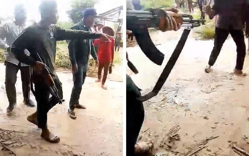 Screenshots of a video posted by residents of a clash in Oddar Meanchey’s Trapaing Prasat commune.
