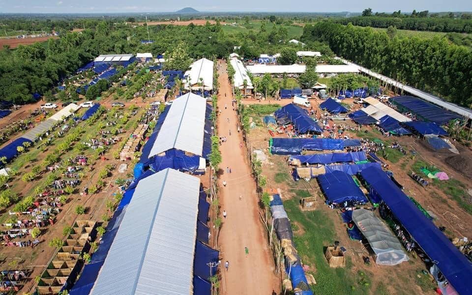 An aerial view of the camp set up at the Siem Reap farmstead of League for Democracy Party president Khem Veasna, who has drawn thousands of his followers with an apocalyptic prophecy. Photo posted to the LDP News Facebook page on Thursday, September 1, 2022.