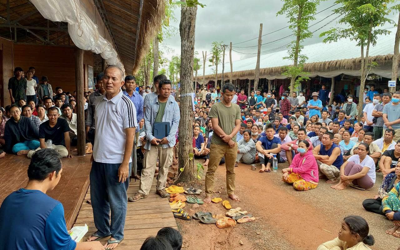Khem Veasna with LDP supporters at his Phnom Kulen plantation in Siem Reap, in a photograph posted to Veasna's Facebook page on September 7, 2022.
