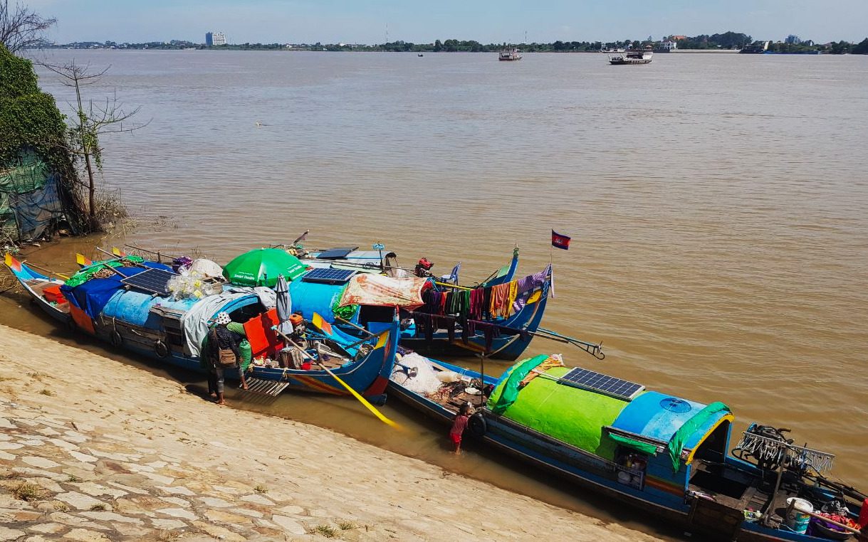 Cham fishing boats are in the process of relocating from the tip of Phnom Penh's Chroy Changva peninsula on November 7, 2022, due to the upcoming Asean Summit. (Daniel Zak)