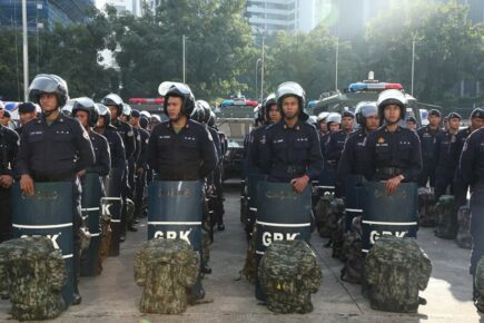 Military police officers ahead of the Asean Summit in Phnom Penh. (Military police Facebook page)