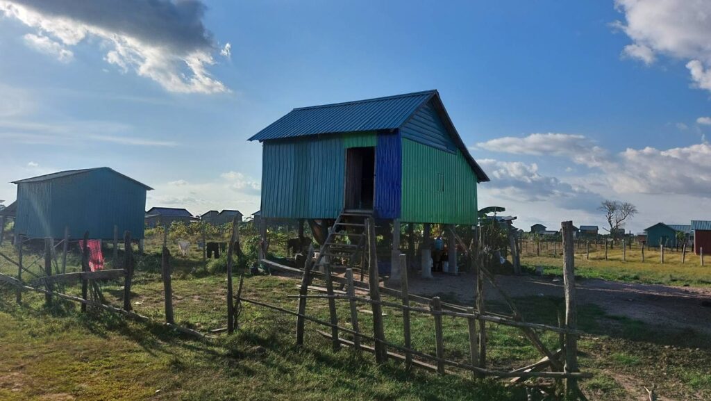 One of hundreds of identical houses built as part of the World Bank's Lased II project in Kampong Thom province's Doung commune on November 29, 2022. (Danielle Keeton-Olsen/VOD)