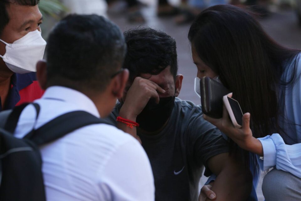 A student cries after the national exam results are posted at Phnom Penh's Sisowath High School on December 22, 2022. (Hean Rangsey/VOD)