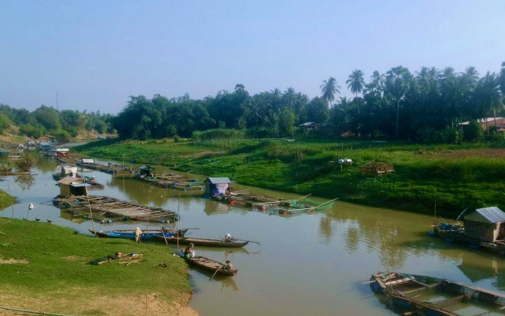 Small fish farms line the Sangke river in Battambang province. (Supplied)